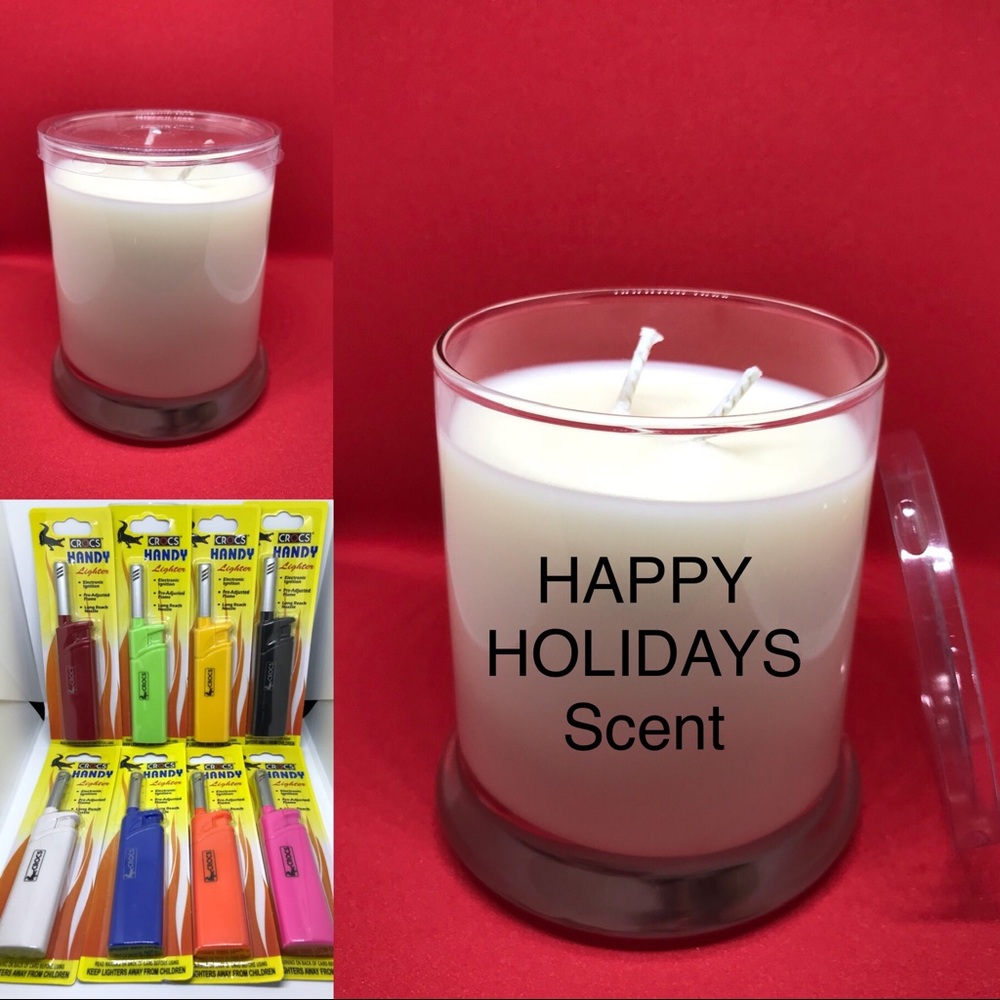 NEW 12 oz Soy Candle Happy Holidays scent